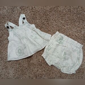 Banana Republic Baby Girl's Linen 2 Piece Set; 3-6 Months; Ivory & Green